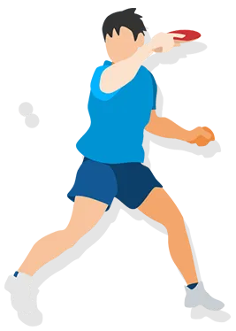 卓球をする男性